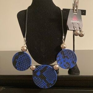 Paparazzi Bold Blue and Silver Necklace Set